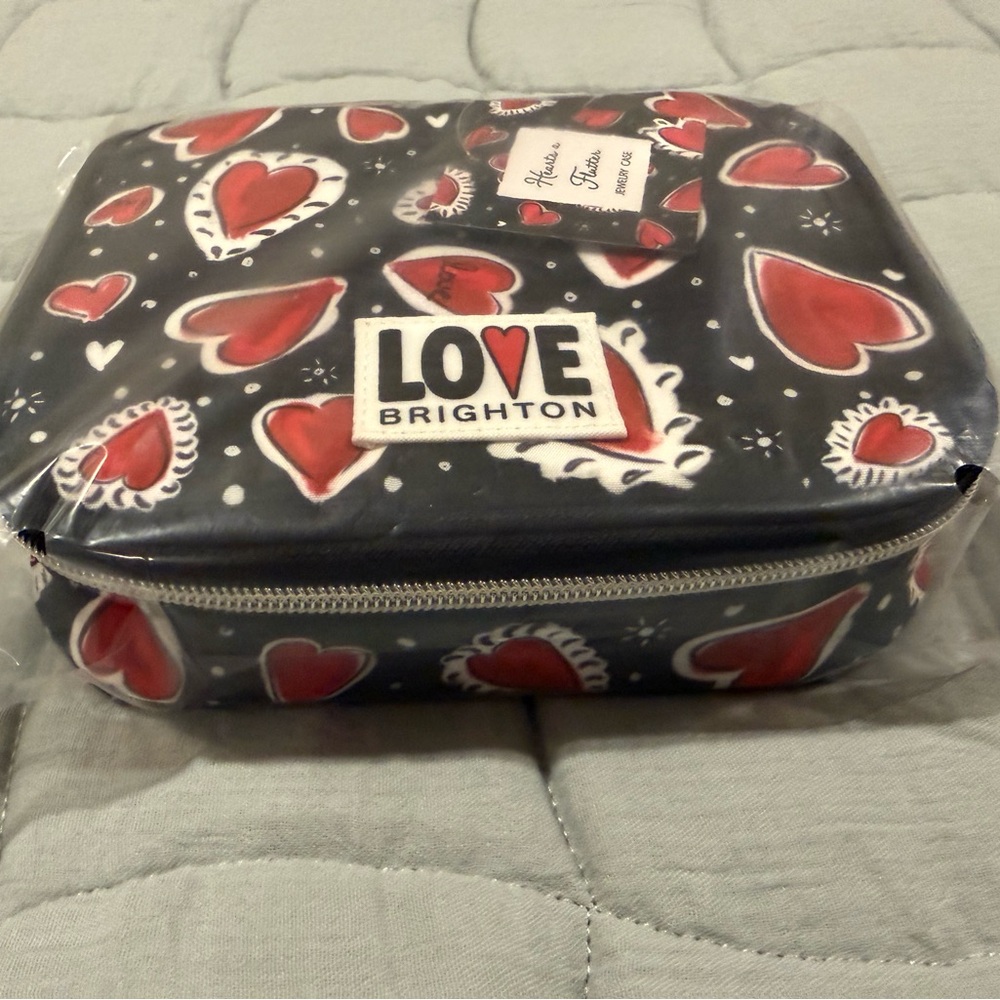 Brighton Love Heart Jewelry case/Bag in Red and Black